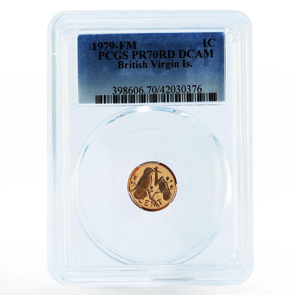 British Virgin Islands 1 cent Carib Hummingbird PR70 PCGS proof bronze coin 1979