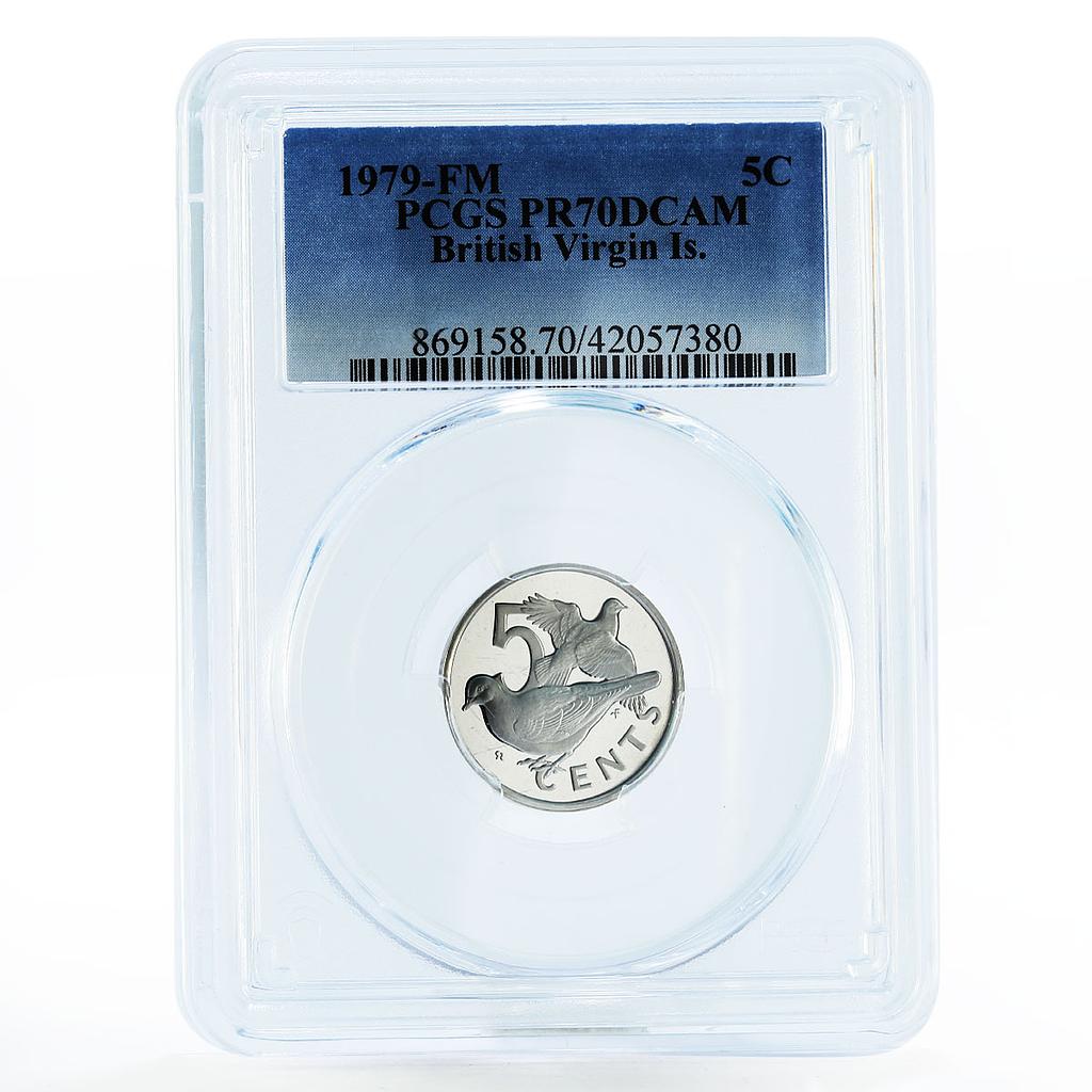 British Virgin Islands 5 cents Zenaida Doves PR70 PCGS proof CuNi coin 1979