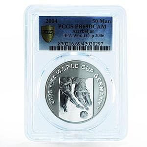 Azerbaijan 50 manat Football World Cup 2006 PR69 PCGS silver coin 2004