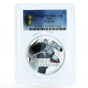 Niue 2 dollars Transformers series Megatron PR70 PCGS silver coin 2013