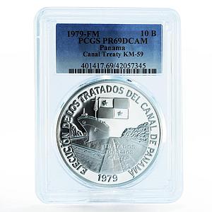 Panama 10 balboas Canal Treaty Ship PR69 PCGS proof silver coin 1979