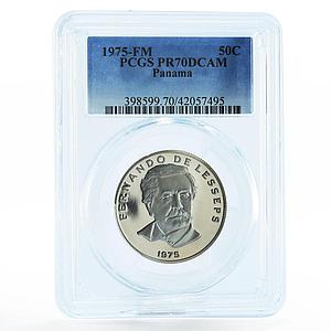 Panama 50 centesimos Fernando de Lesseps PR70 PCGS proof nickel coin 1975