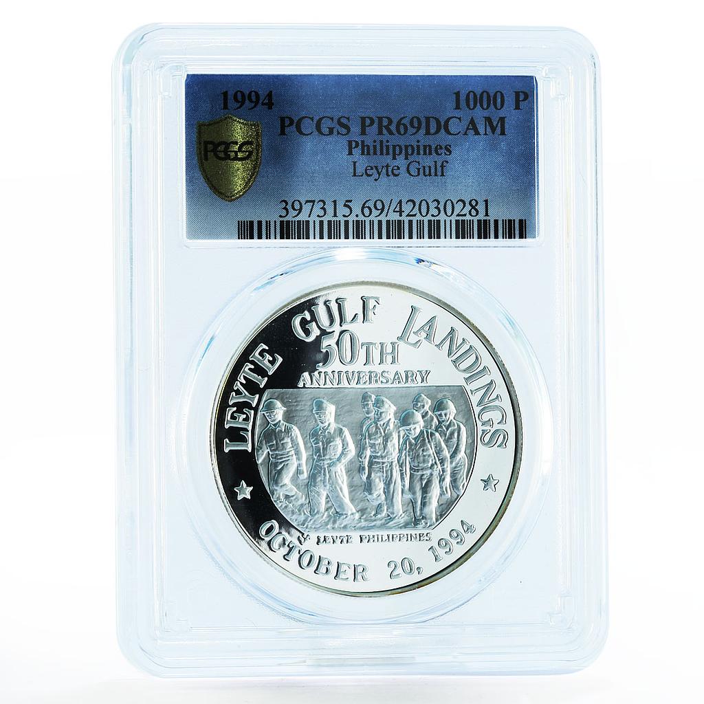 Philippines 1000 piso Leyte Gulf Landings PR69 PCGS silver coin 1994