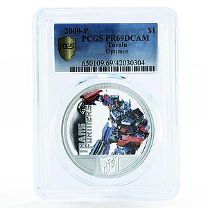 Tuvalu 1 dollar Transformers Robots Optimus Prime PR69 PCGS silver coin 2009