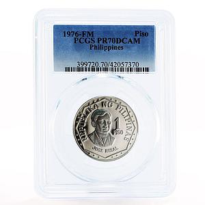 Philippines 1 piso Revolutionary Jose Rizal PR70 PCGS nickel coin 1976