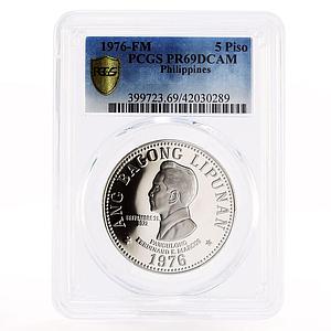 Philippines 5 piso Ferdinand E. Marcos PR69 PCGS nickel coin 1976
