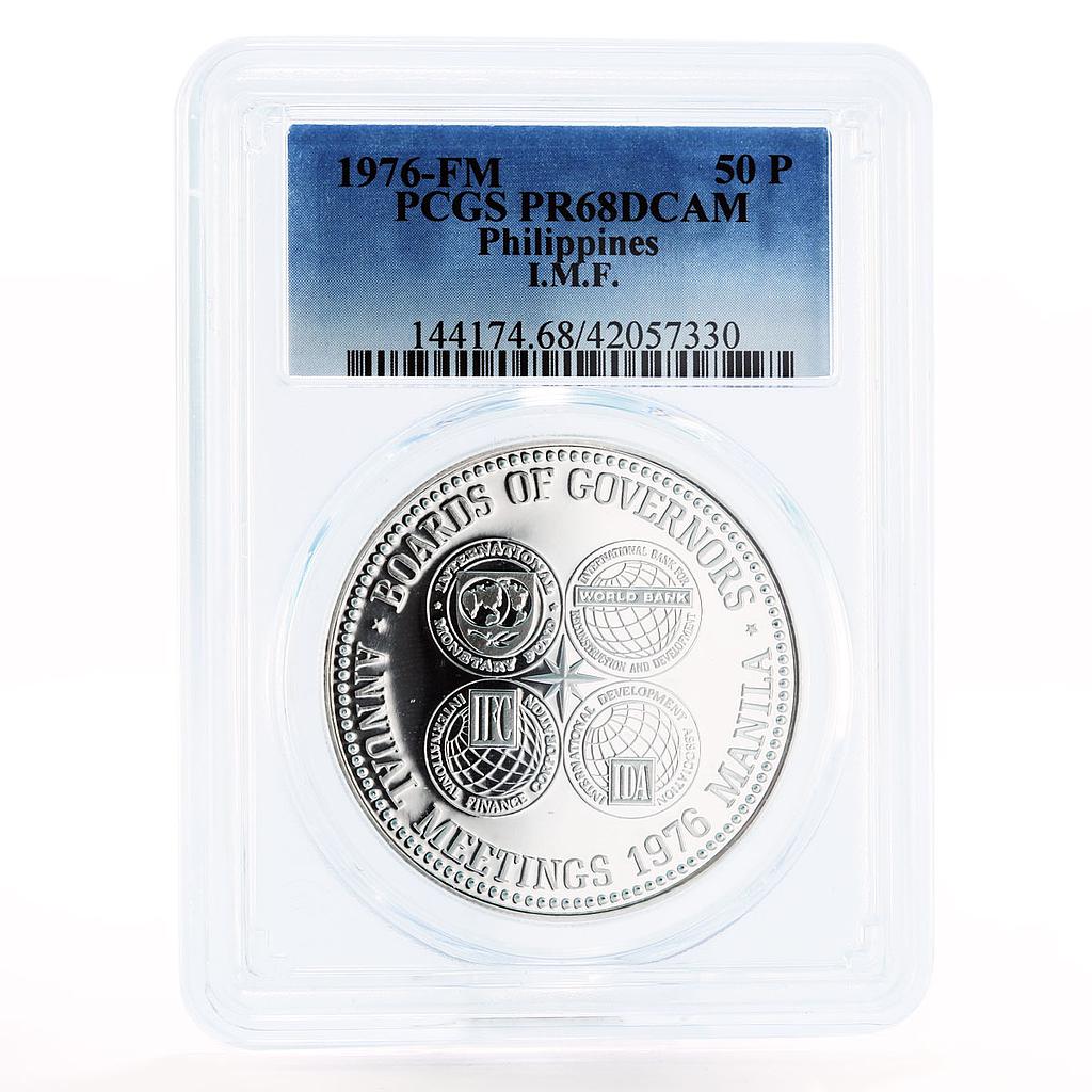 Philippines 50 piso International Meetings PR68 PCGS proof silver coin 1976