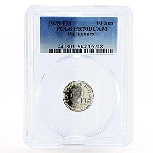 Philippines 10 sentimos Poet Francisco Balagtas PR70 PCGS nickel coin 1978