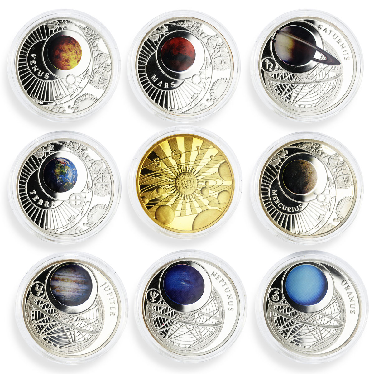 Belarus set of 9 coins The Solar System is Our Home silver coins 2012