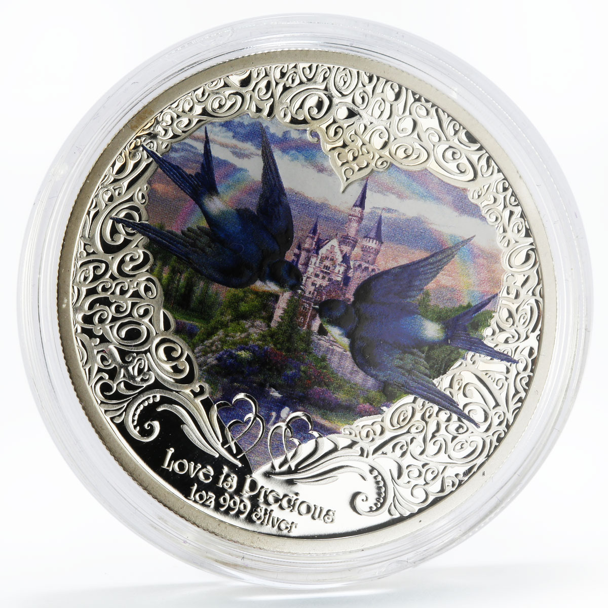 Niue 2 dollars Love is Precious series Swallows colored silver coin 2013