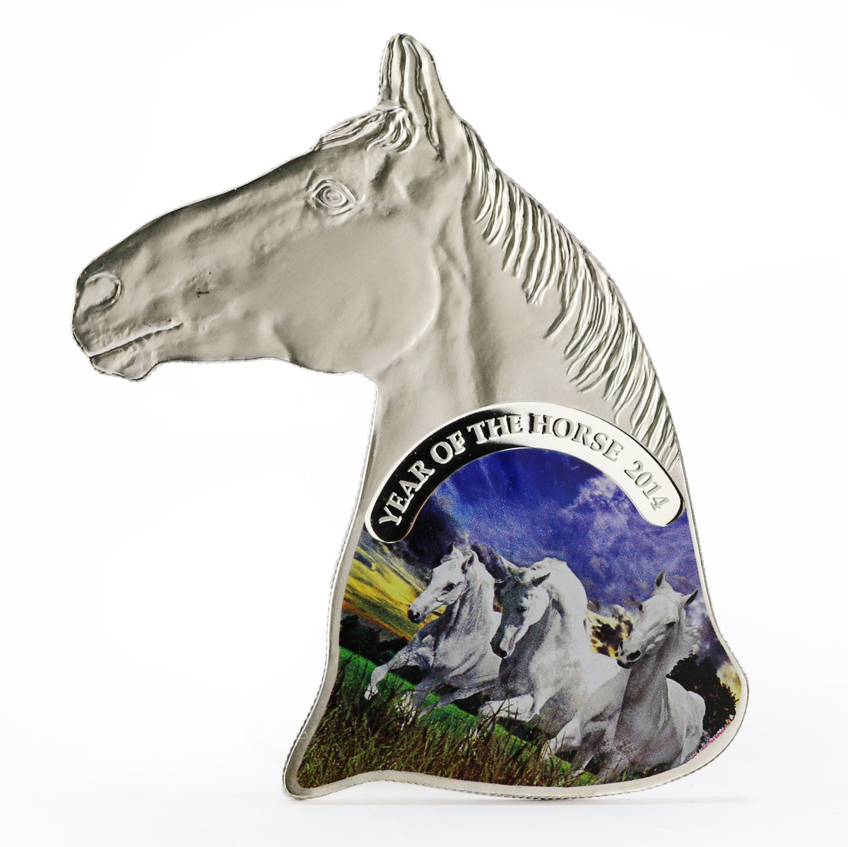 Niue 1 dollar Lunar Calendar series Year of the Horse colored silver coin 2014