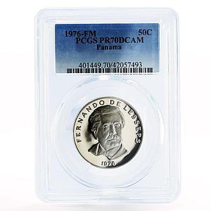 Panama 50 centesimos Fernando de Lesseps PR70 PCGS proof nickel coin 1976