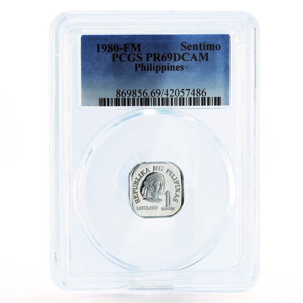 Philippines 1 sentimo Mactan Ruler Lapu-Lapu PR69 PCGS aluminium coin 1980