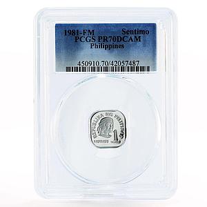 Philippines 1 sentimo Mactan Ruler Lapu-Lapu PR70 PCGS aluminium coin 1981