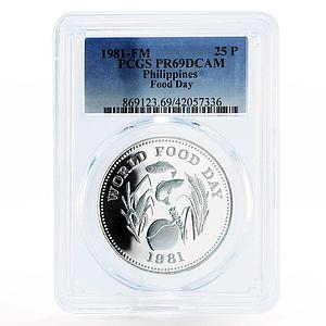 Philippines 25 pisos World Food Day PR69 PCGS proof silver coin 1981