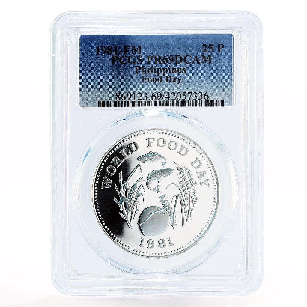 Philippines 25 pisos World Food Day PR69 PCGS proof silver coin 1981