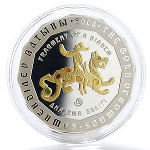 Kazakhstan 500 tenge Fragment of a Diadem proof gilded silver coin 2008