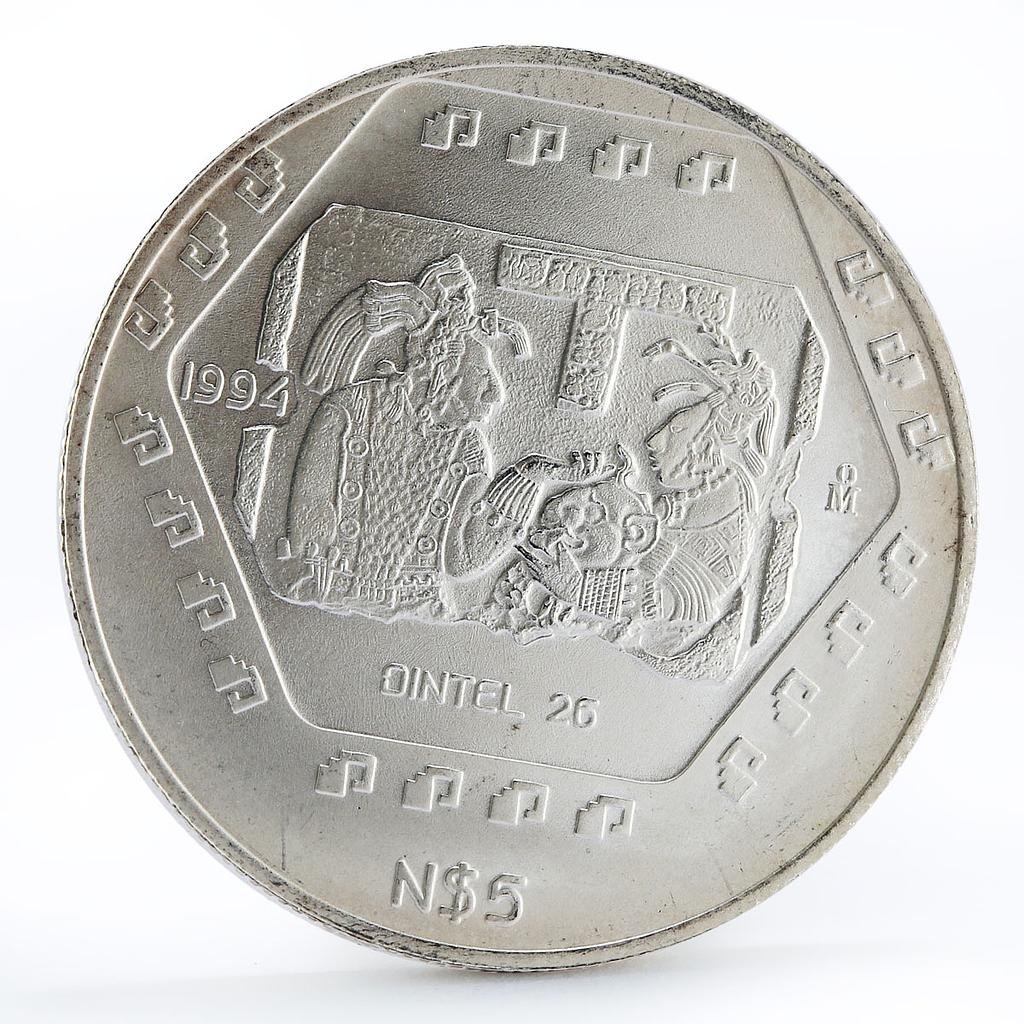 Mexico 5 pesos Precolombina series Dintel silver coin 1994