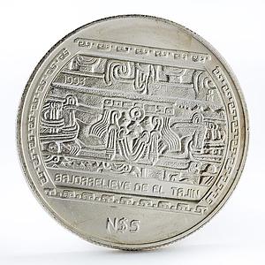 Mexico 5 pesos Precolombina series Bajo de el Tajin silver coin 1993