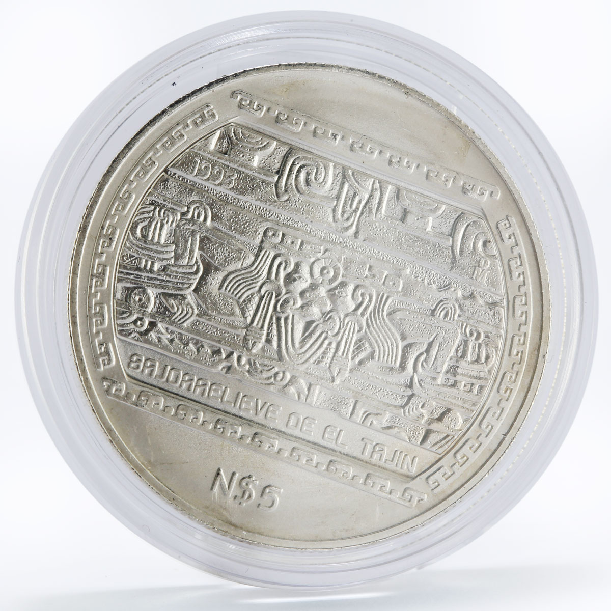 Mexico 5 pesos Precolombina series Bajo de el Tajin silver coin 1993