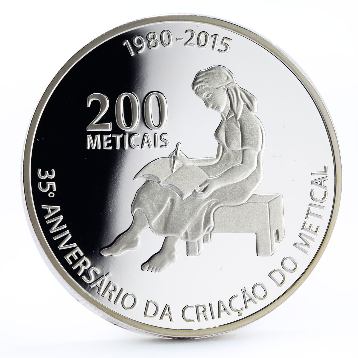 Mozambique 200 meticais 35 Years of the Metical proof silver coin 2015