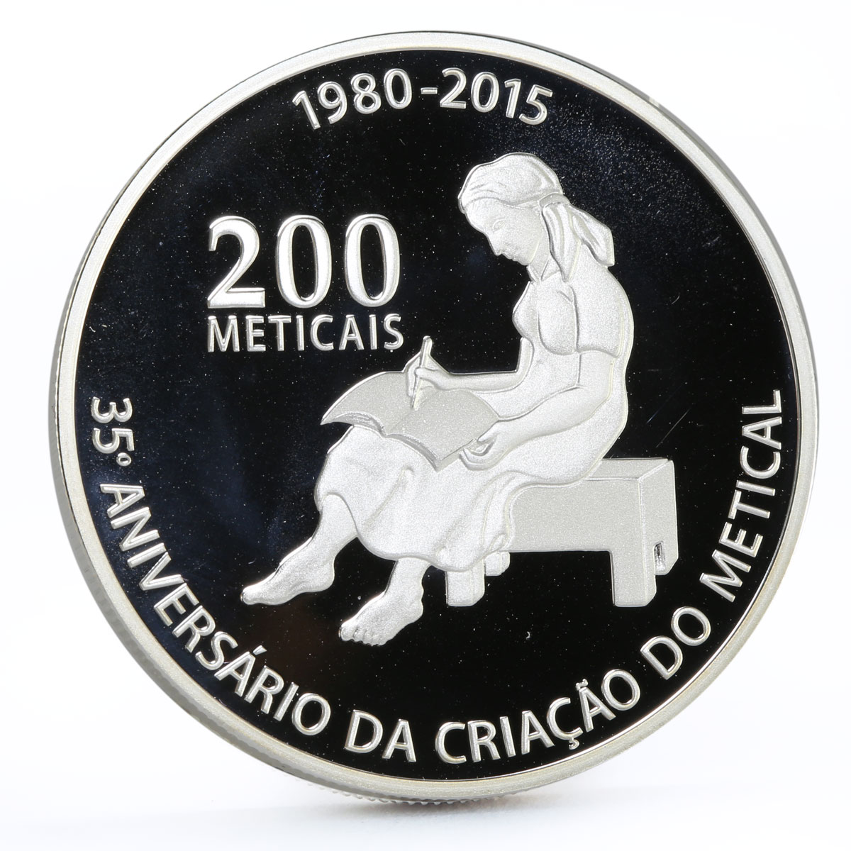 Mozambique 200 meticais 35 Years of the Metical proof silver coin 2015