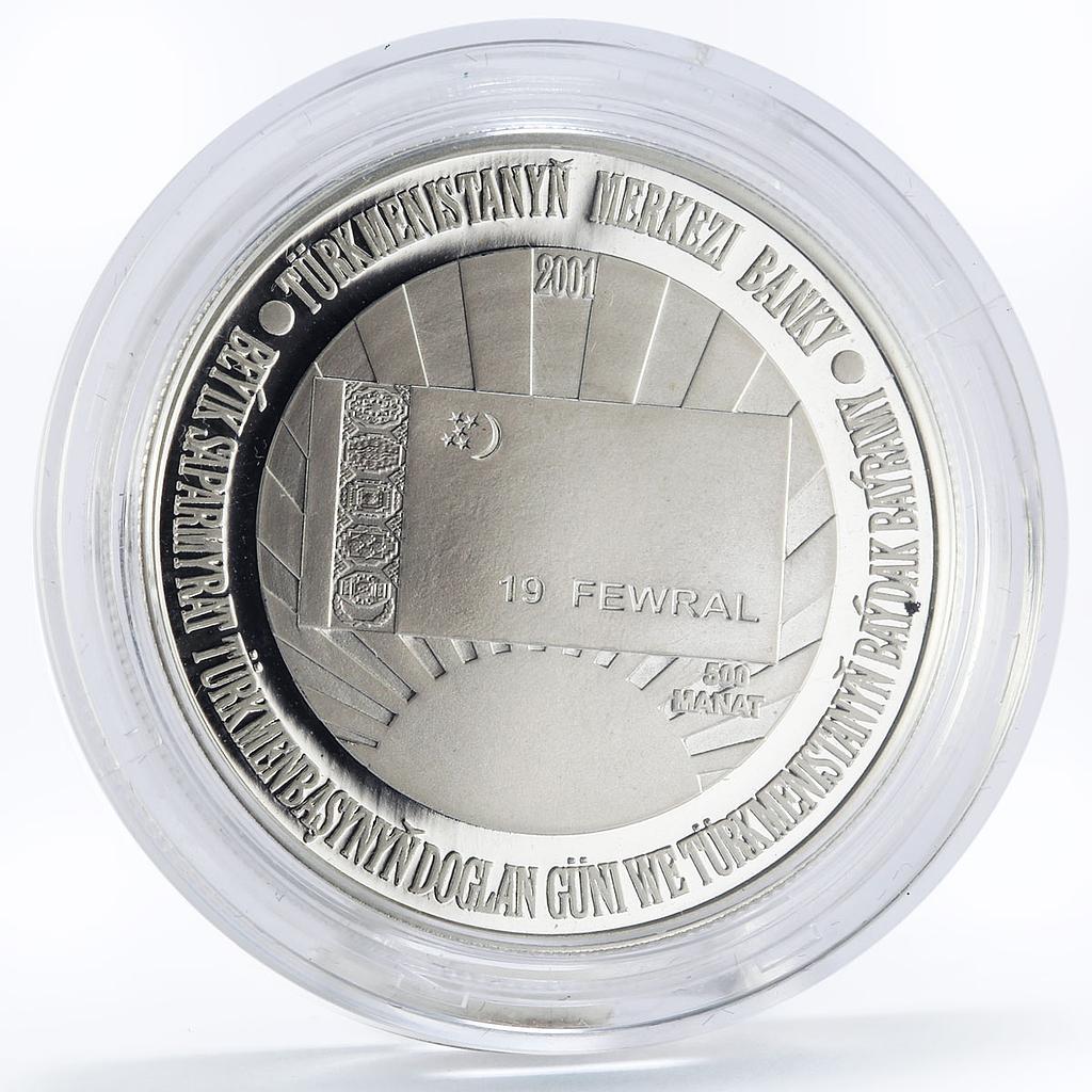 Turkmenistan 500 manat Birthday of S. Niyazov proof silver coin 2001