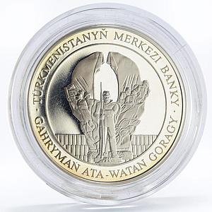 Turkmenistan 500 manat Monument of Atamurat Niyazov proof silver coin 2002