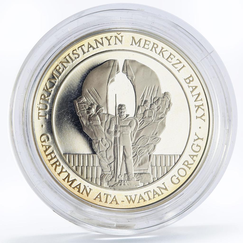 Turkmenistan 500 manat Monument of Atamurat Niyazov proof silver coin 2002