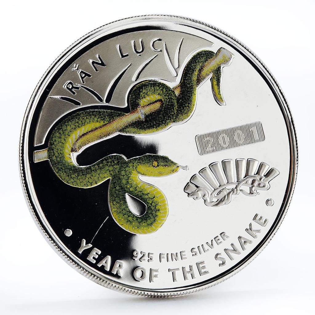 Vietnam 10000 dong Year of the Snake colored silver coin 2001