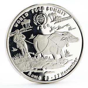 Laos 50 kip World Food Summit in Rome silver coin 1996