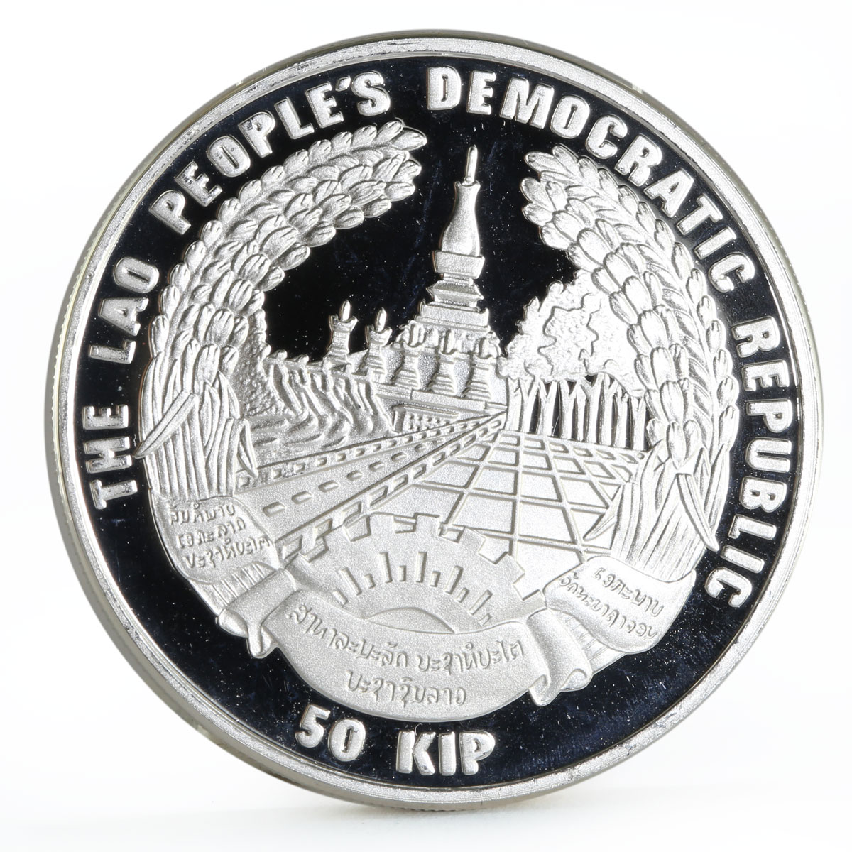 Laos 50 kip World Food Summit in Rome silver coin 1996