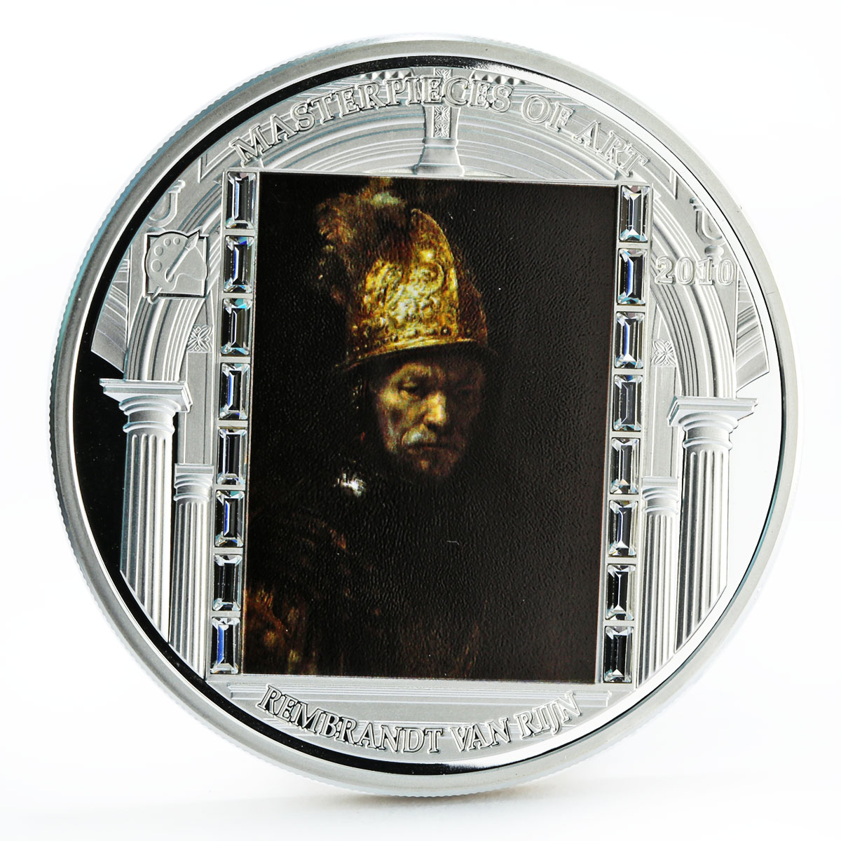 Cook Islands 20 dollars Rembrandt Art Man in a Golden Helmet silver coin 2010