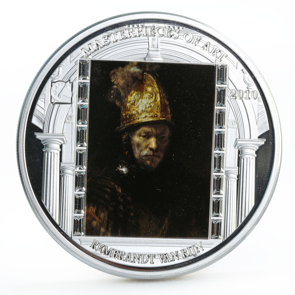 Cook Islands 20 dollars Rembrandt Art Man in a Golden Helmet silver coin 2010