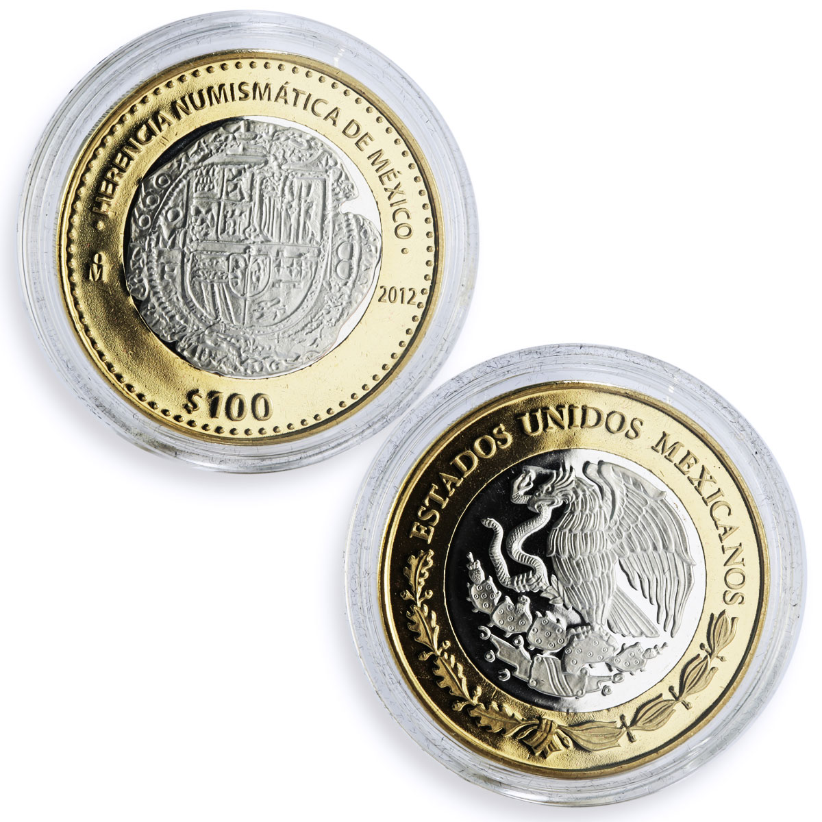Mexico set of 6 coins Numismatic Heritage of Mexico Series II bimetal coins 2012