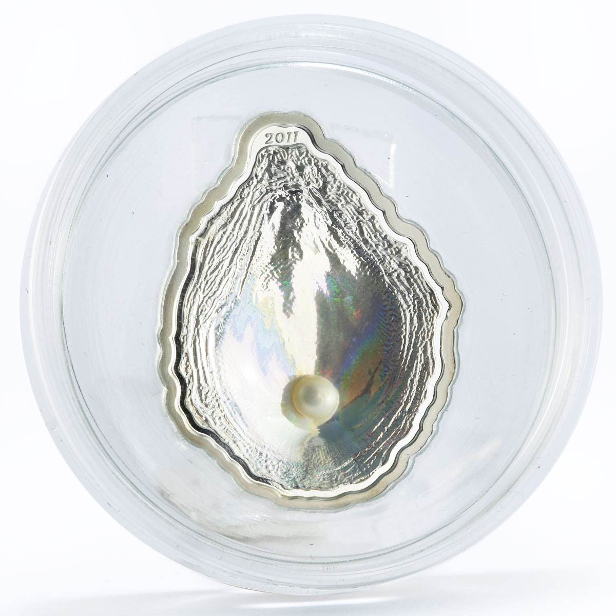 Palau 5 dollars Oyster Sea Treasures Pearl proof silver coin 2011