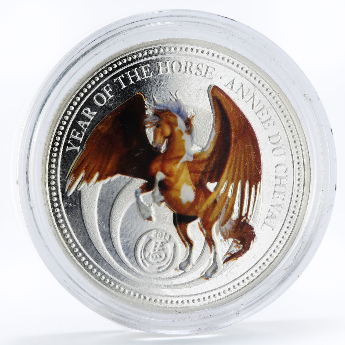 Benin 1000 francs Year of the Horse series Pegasus colored silver coin 2014