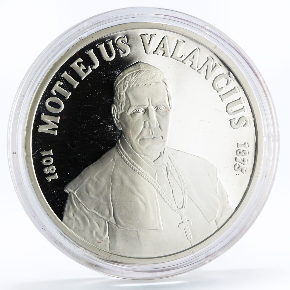 Lithuania 50 litu 200th Anniversary of Motiejus Valancius proof silver coin 2001