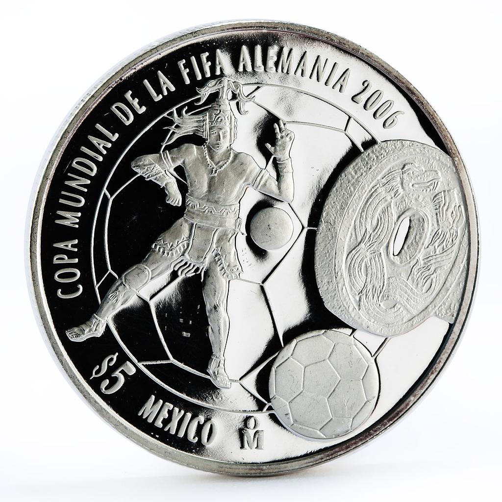 Mexico 5 pesos 2006 World Cup Soccer Games Football proof silver coin 2006