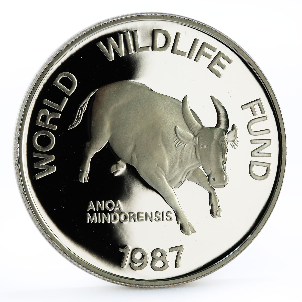 Philippines 200 piso WWF series Mindoro Buffalo proof silver coin 1987