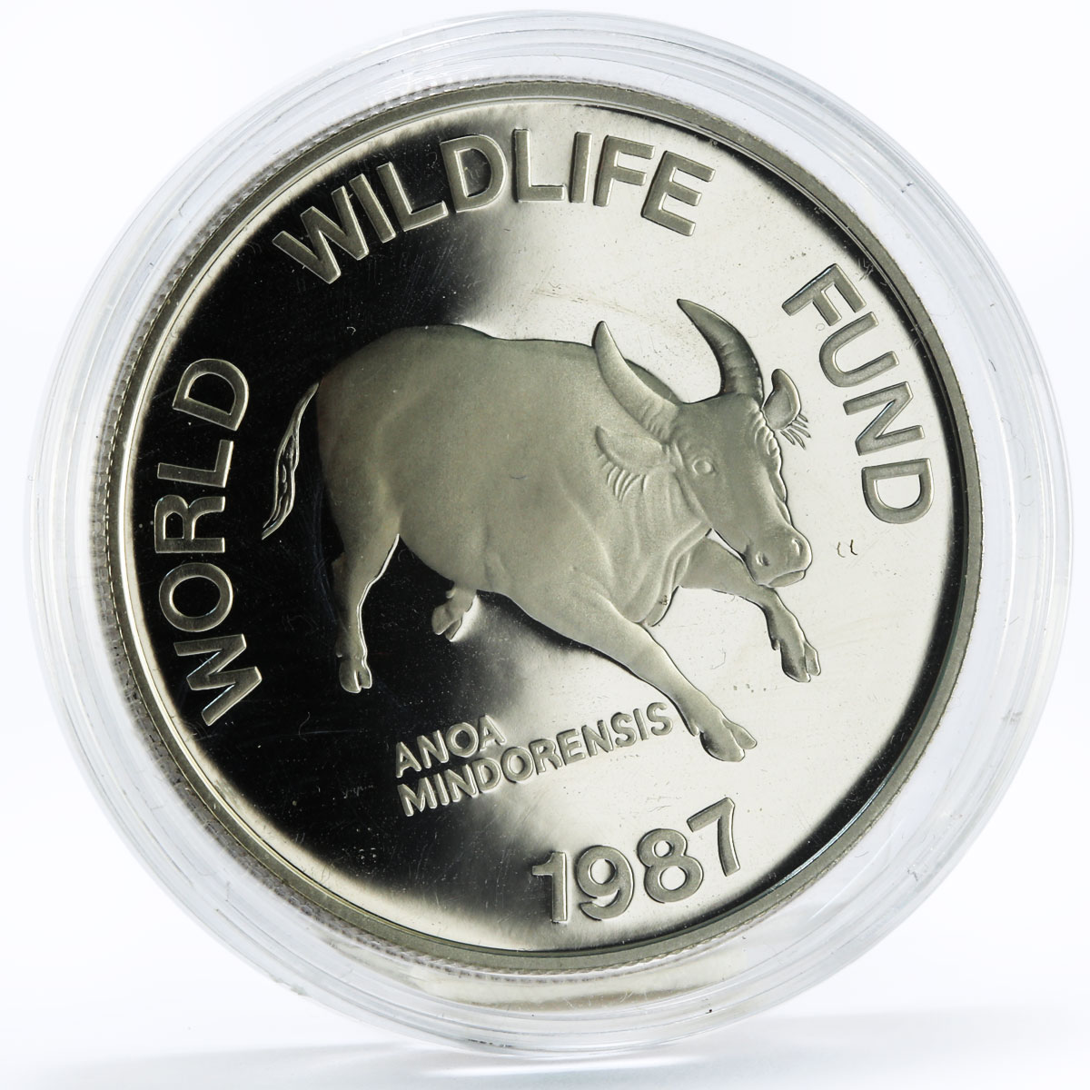 Philippines 200 piso WWF series Mindoro Buffalo proof silver coin 1987