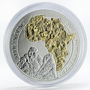 Rwanda 50 francs Family of Gorillas African Continent gilded silver coin 2008