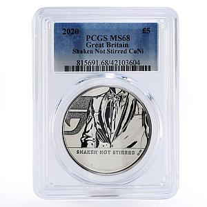 Britain 5 pounds Bondiana series Shaken not Stirred MS68 PCGS CuNi coin 2020