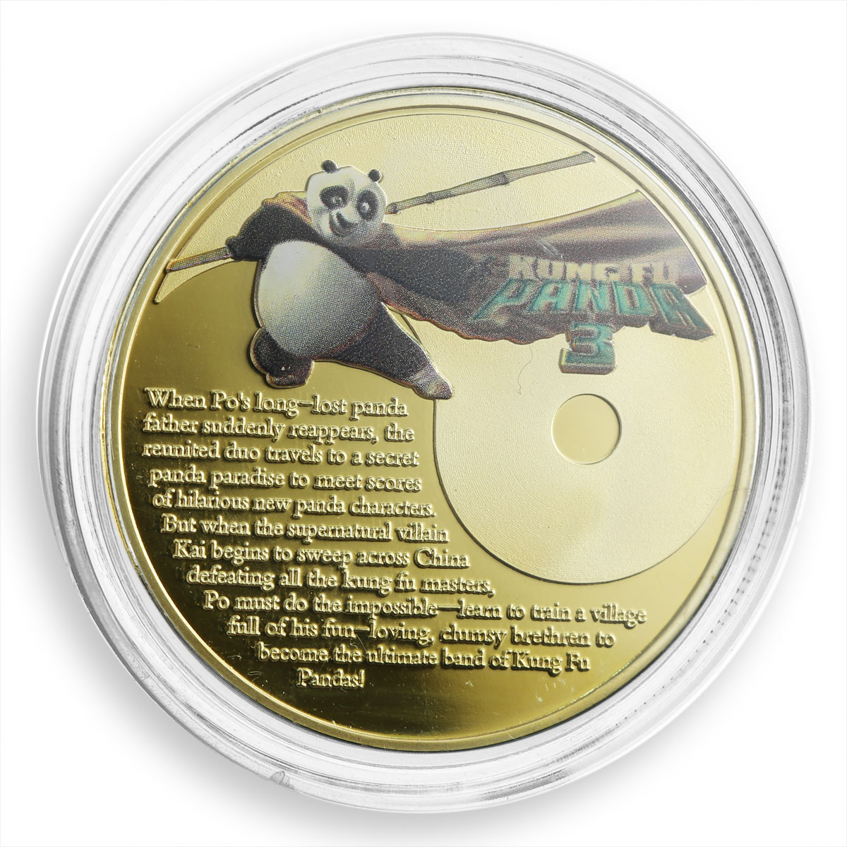 Kung Fu Panda, superhero, cartoon, Chinese, karate, gilding, token