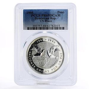 Dominican Republic 1 peso The United Nations PR69 PCGS silver coin 1995
