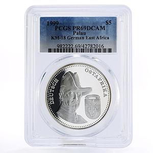 Palau 5 dollars German East Africa Elephant PR69 PCGS silver coin 1999