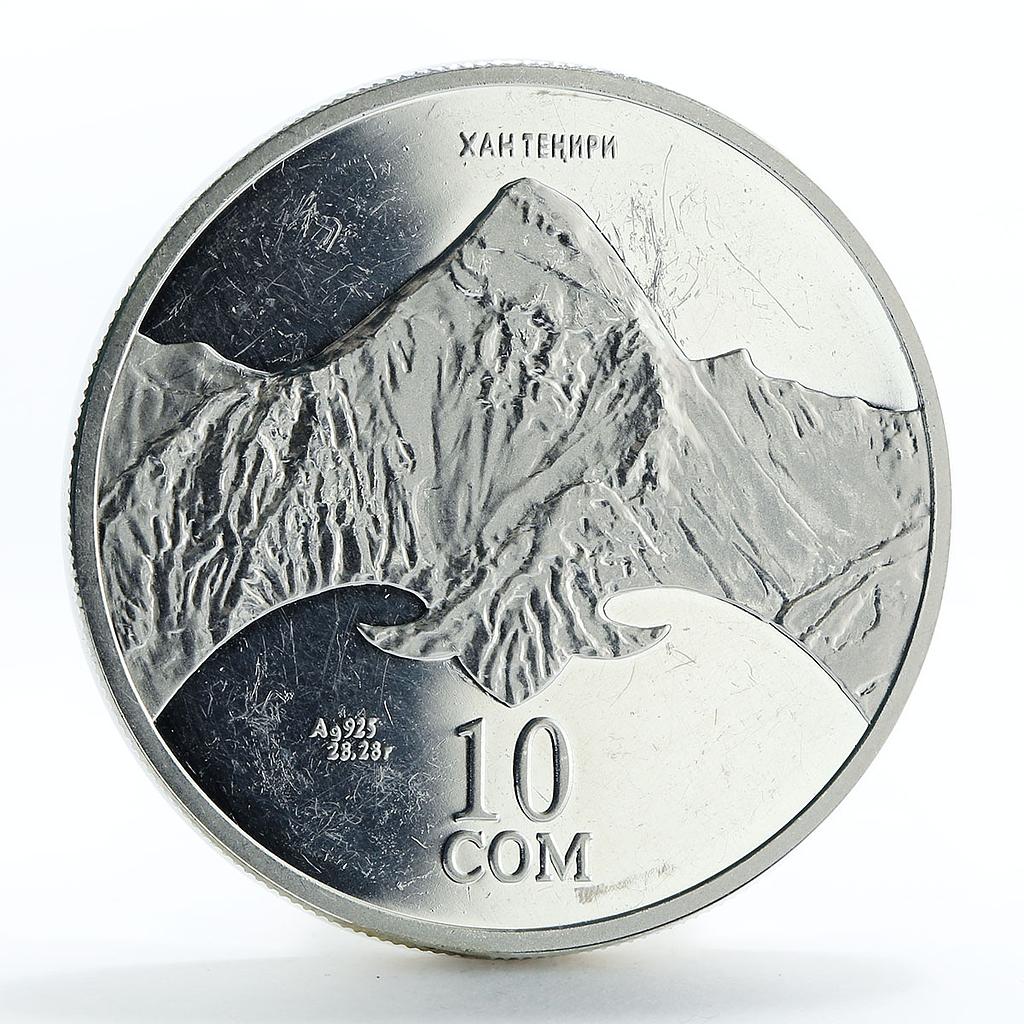 Kyrgyzstan 10 Som Anniversary of Republic Khan Tengri silver coin 2001