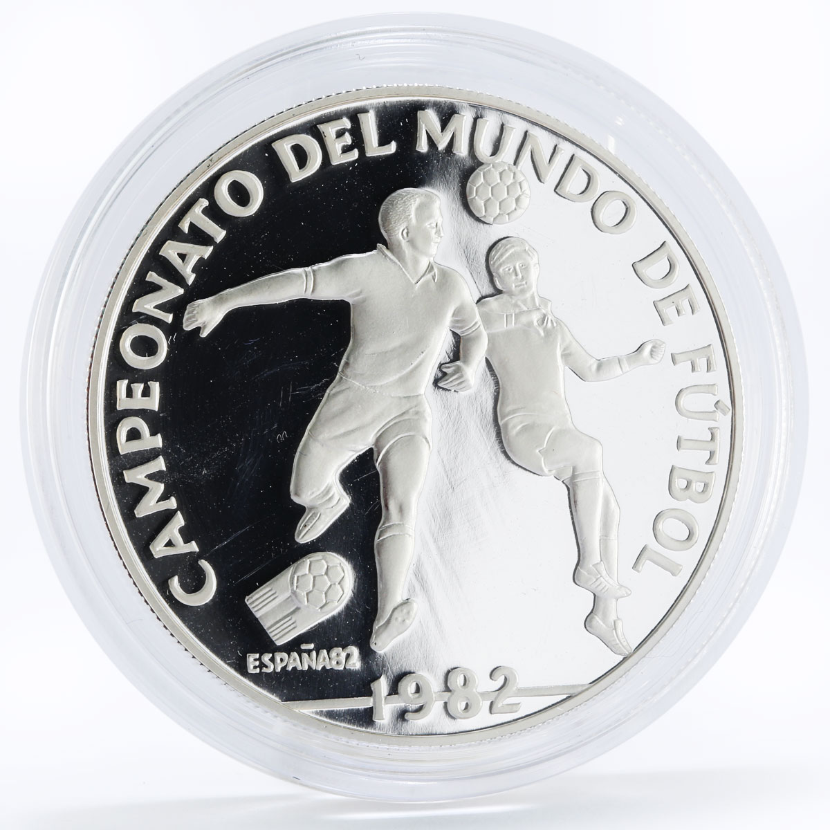 Panama 10 balboas Football World Cup in Spain Two Players proof silver coin 1982