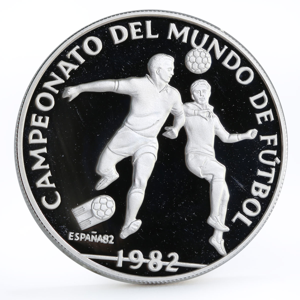 Panama 10 balboas Football World Cup in Spain Two Players proof silver coin 1982