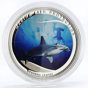 Palau 5 dollars Marine Life Protection series Hammerhead Shark silver coin 2010